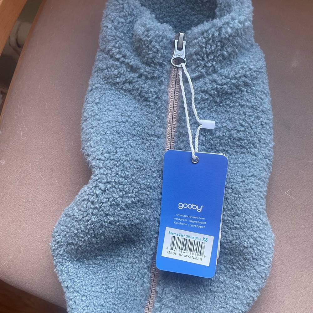 Gooby Sherpa Vest Stone Blue XS